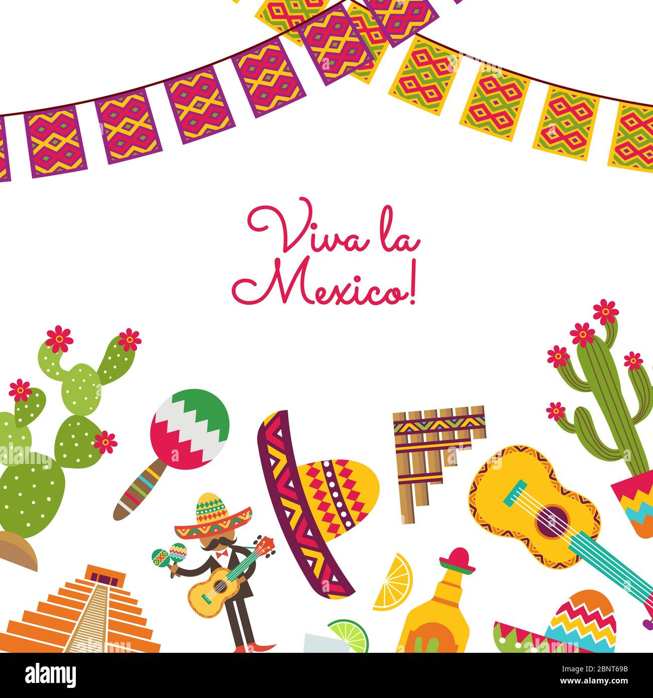 Vector flat Mexico attributes of set background Stock Vector