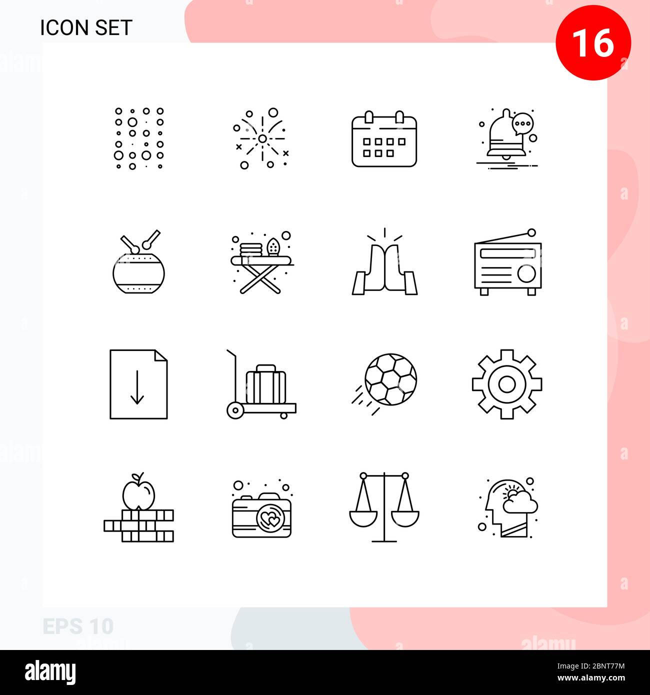 Set Of 16 Commercial Outlines Pack For Celebration Notification 