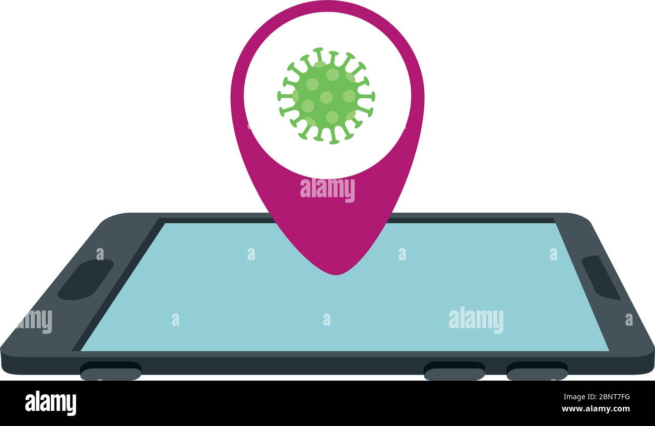 smartphone with app location by infection covid 19 Stock Vector Image ...