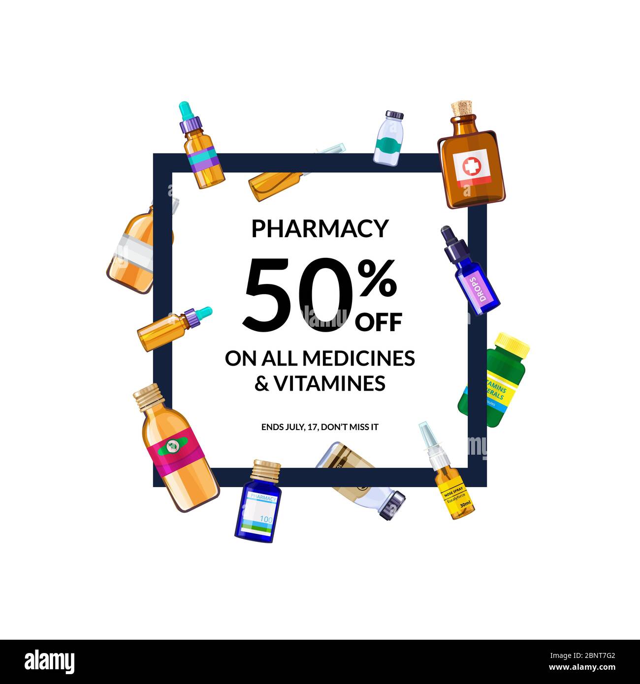 Vector pharmacy medicine bottles with place for text illustration Stock Vector Image & Art Alamy