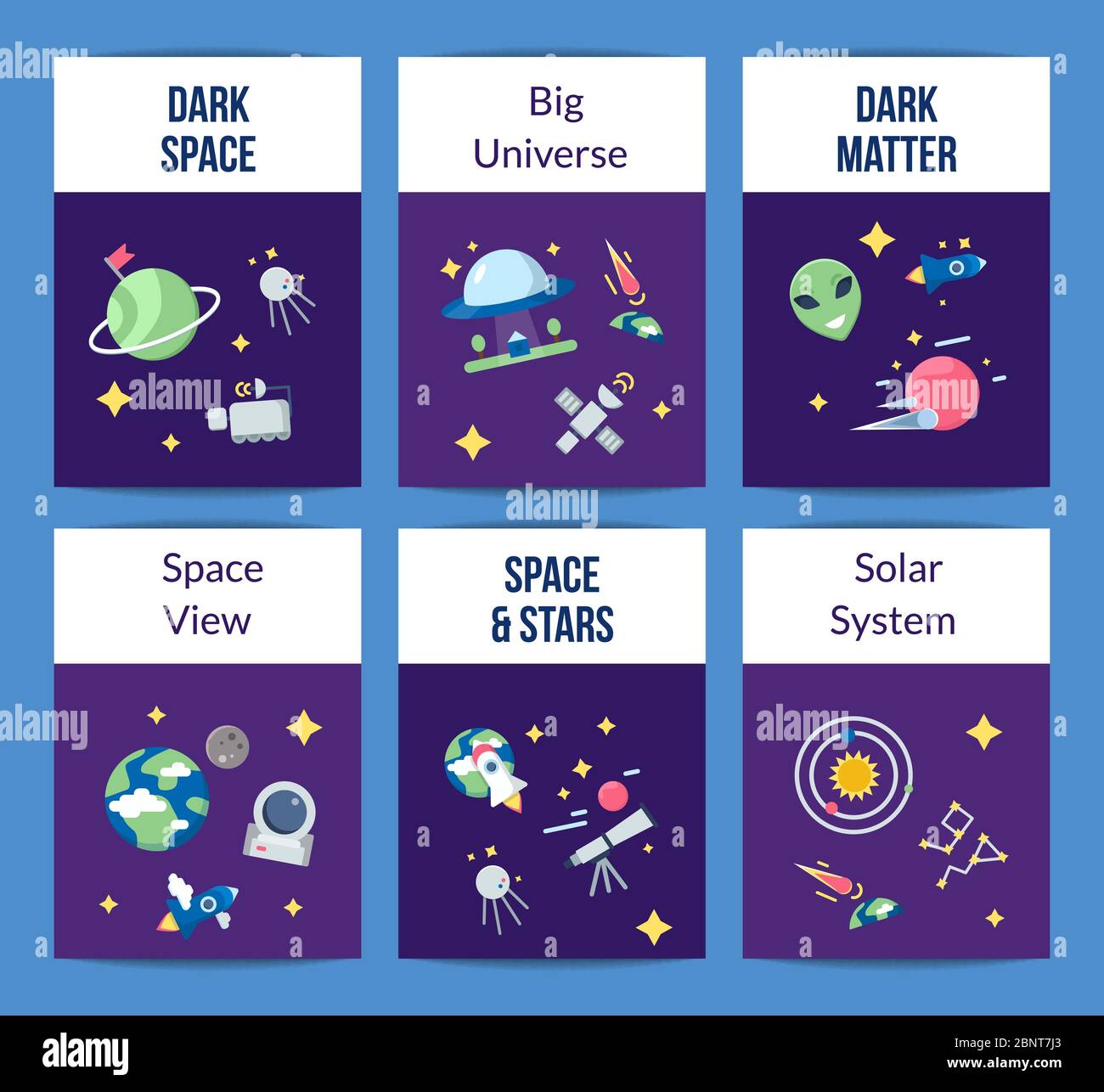 Vector flat space icons card or flyer template illustration Stock ...