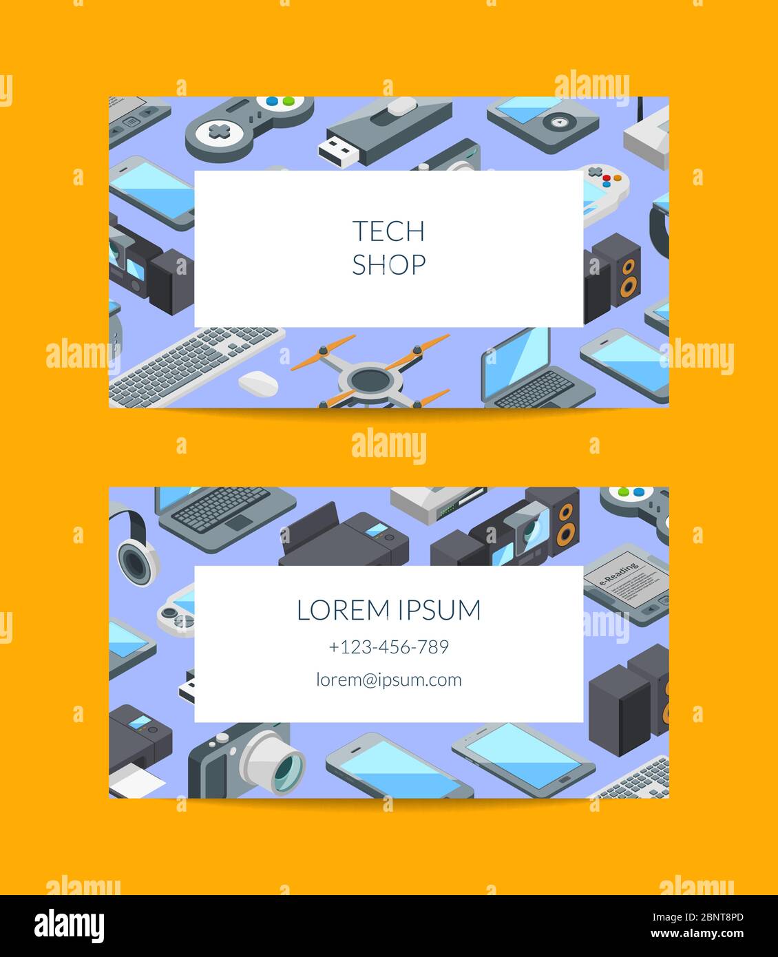 Vector isometric gadgets icons business card Stock Vector