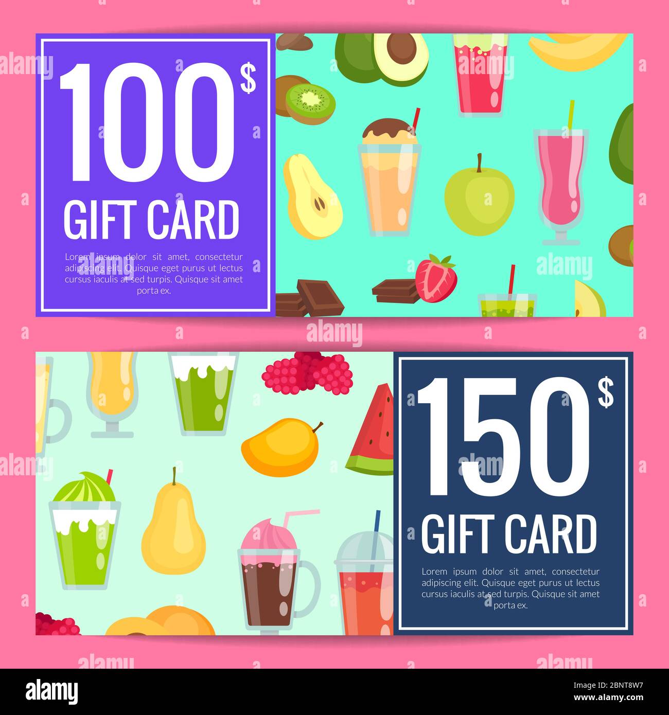 Vector flat smoothie discount gift templates illustration Stock Vector