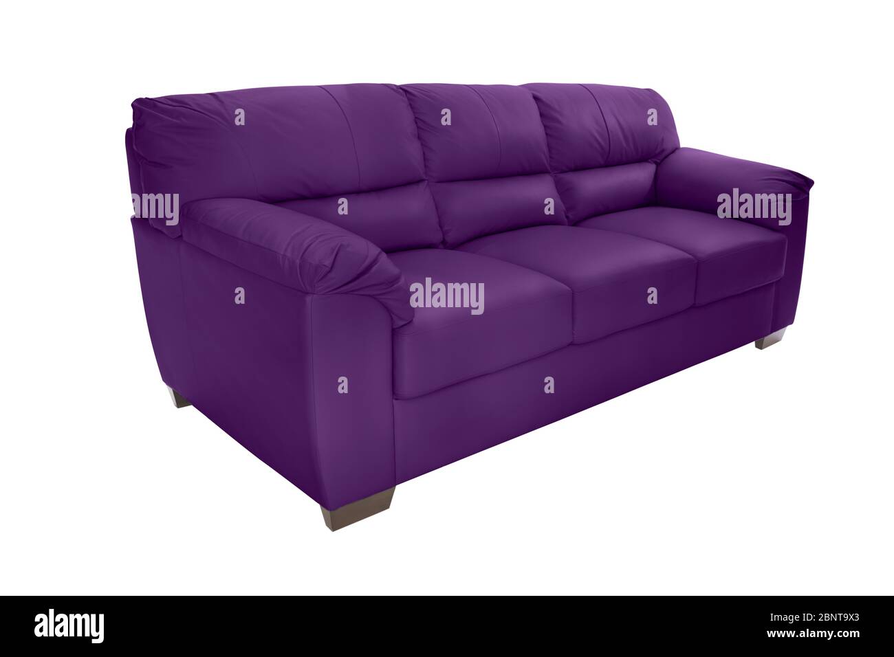 Three seats cozy leather sofa isolated on white background Stock Photo Alamy
