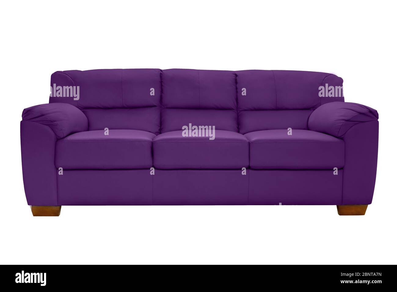 Three seats cozy leather sofa isolated on white background Stock Photo Alamy