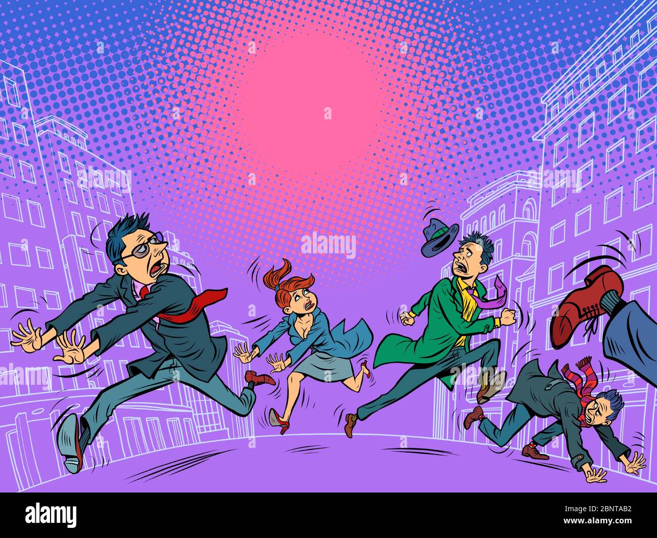 panic people in the city are running Stock Vector