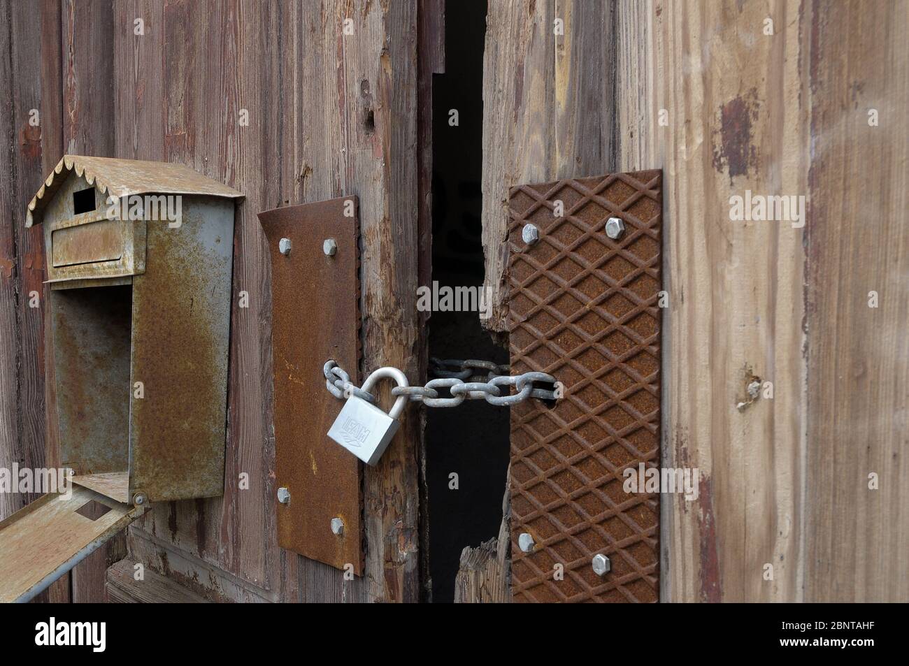 door with mailbox Stock Photo