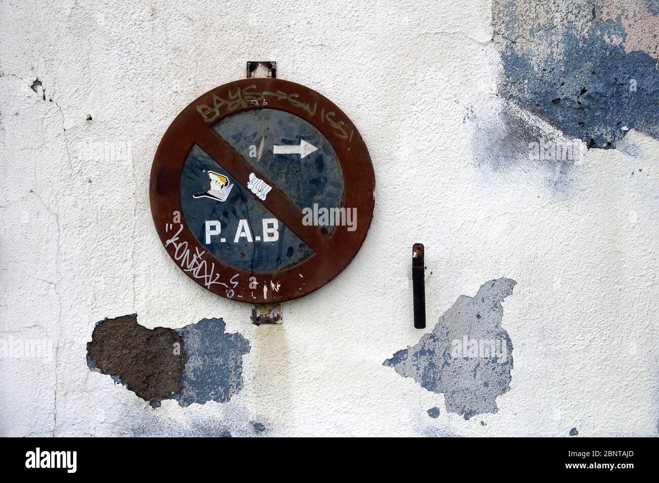 old sign on the wall Stock Photo