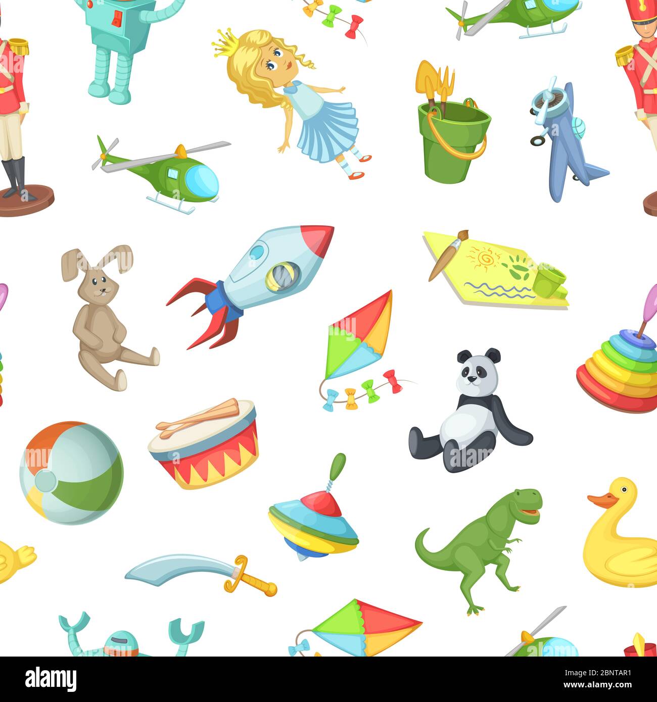 Vector cartoon children toys pattern or background illustration Stock