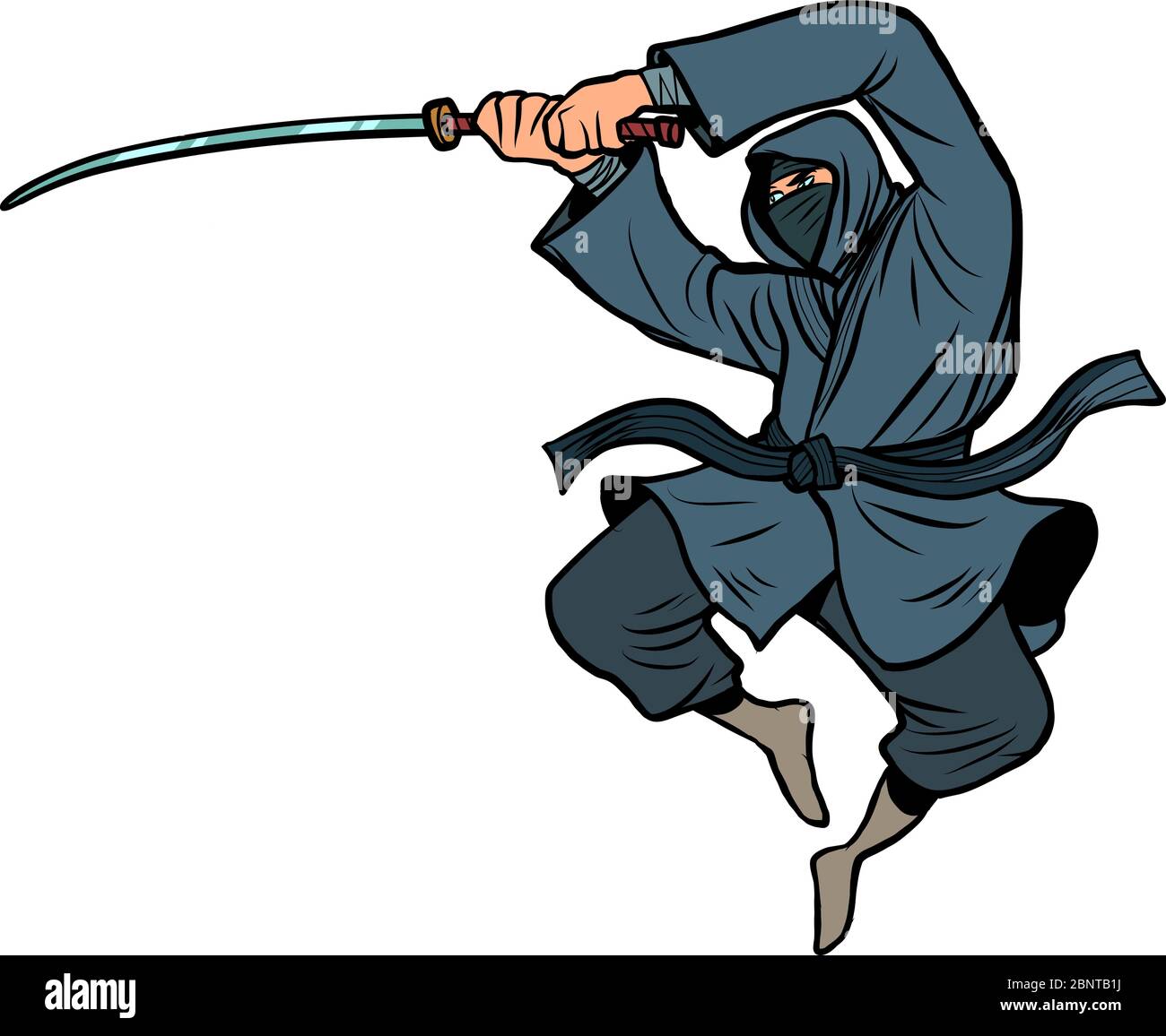 ninja with a katana sword Stock Vector
