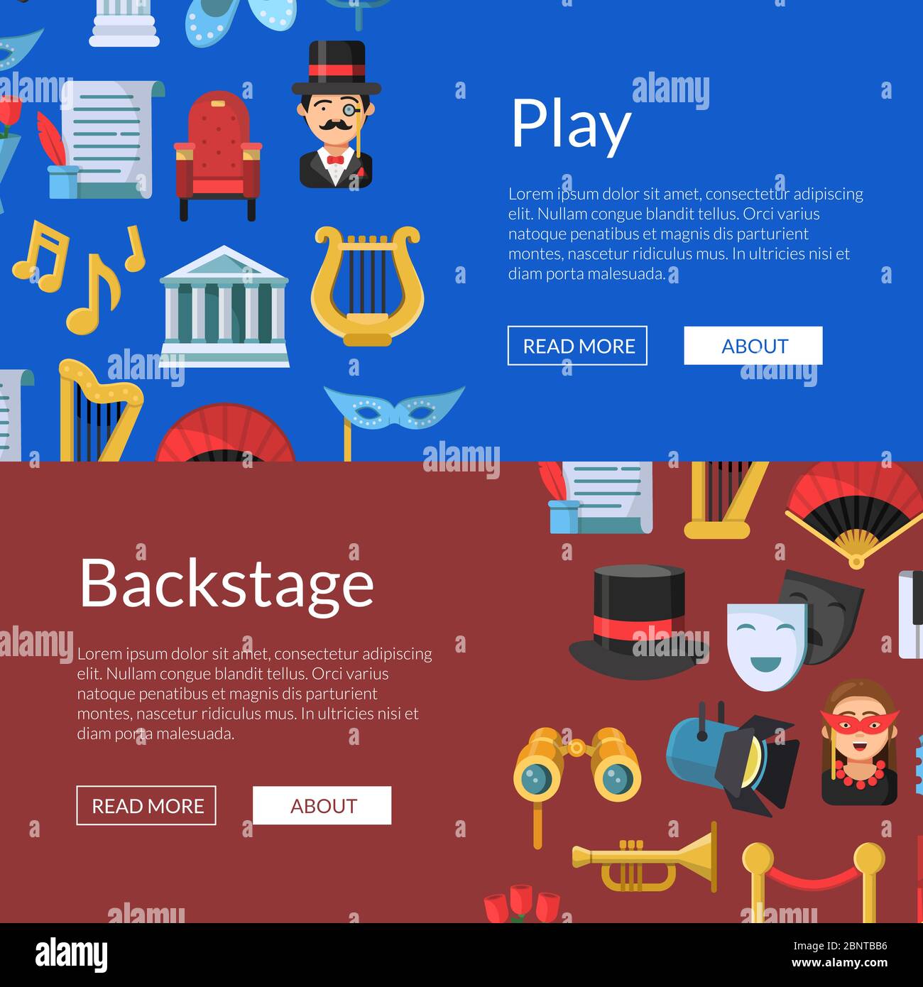 Vector flat theatre icons web banner Stock Vector Image & Art - Alamy
