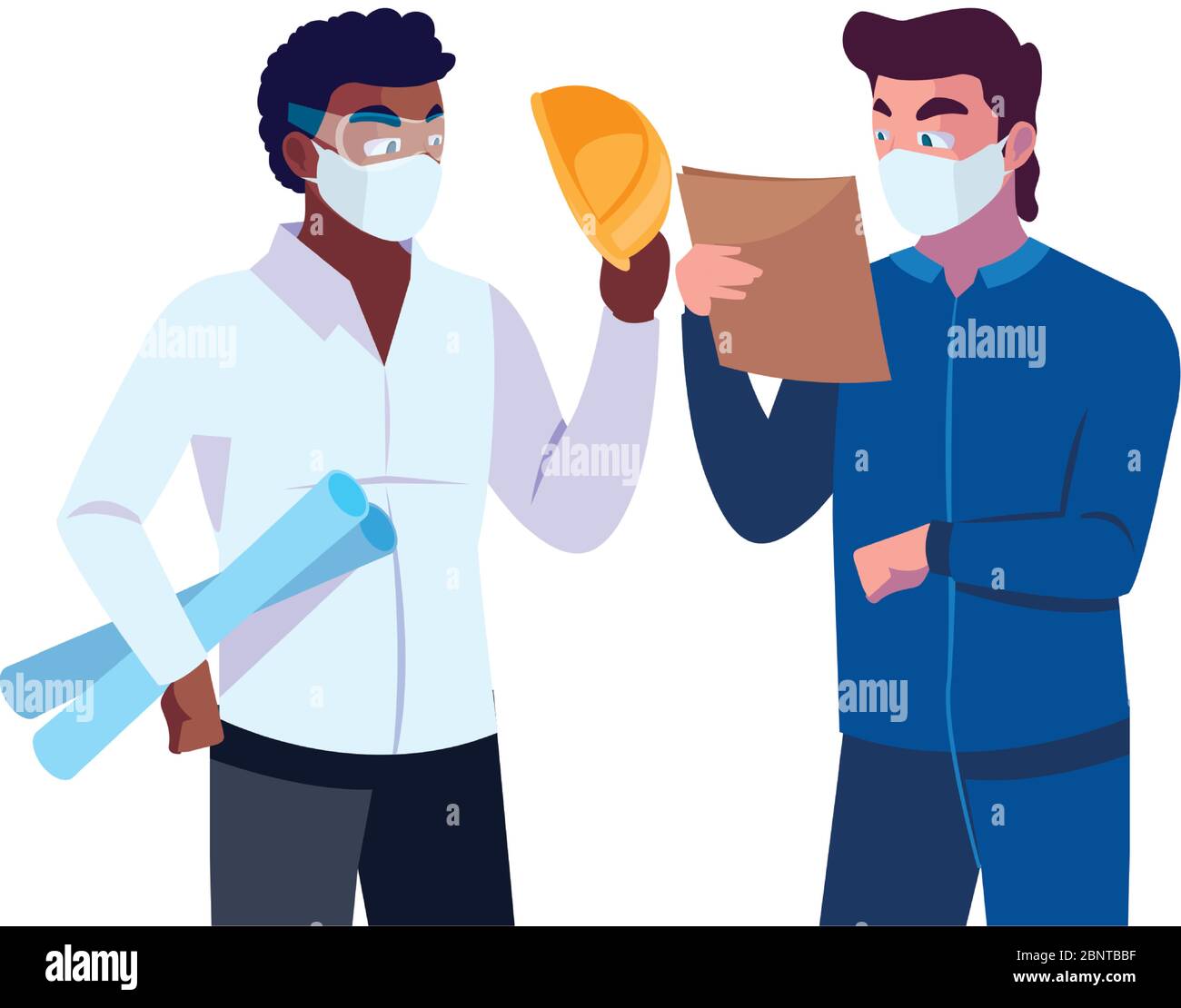 Architect And Operator With Mask Vector Illustration Desing Stock