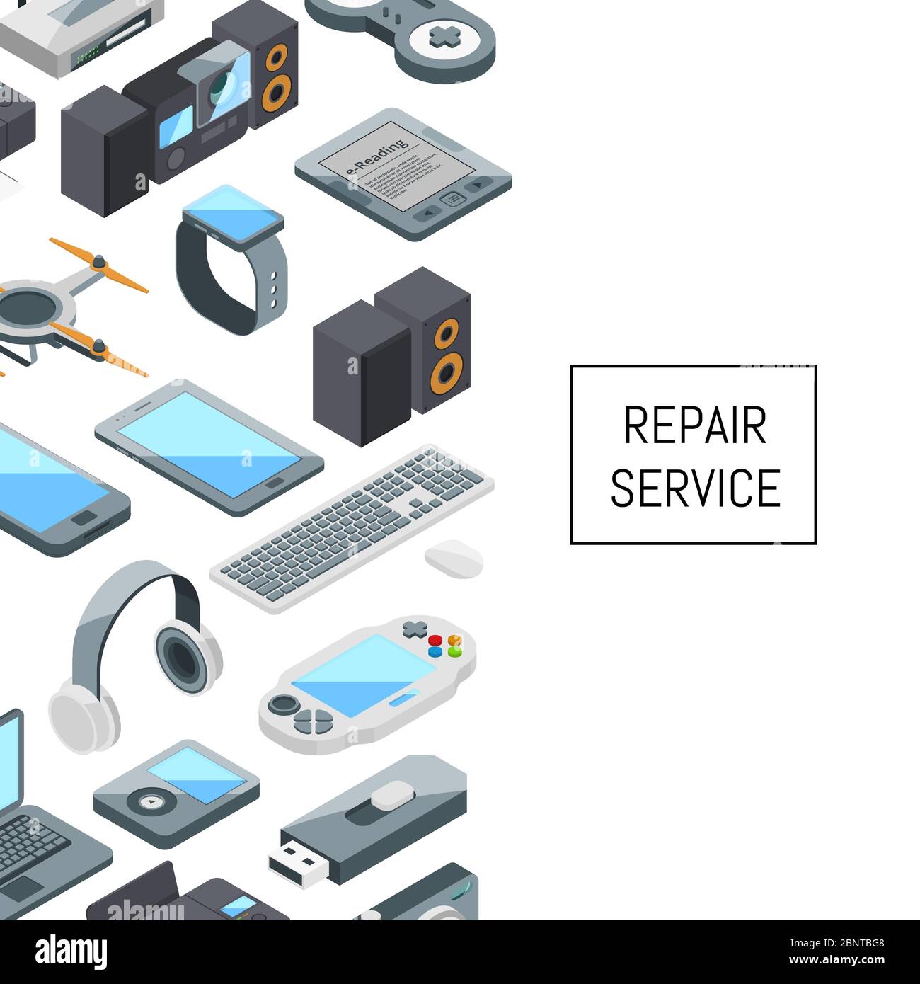 Vector gadgets icons with place for text illustration Stock Vector