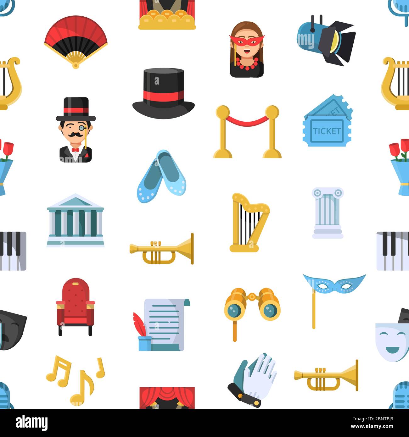 Vector flat theatre icons pattern or background illustration Stock ...