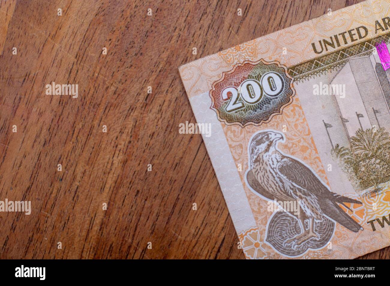The Currency of the United Arab Emirates (UAE) Close up of a two