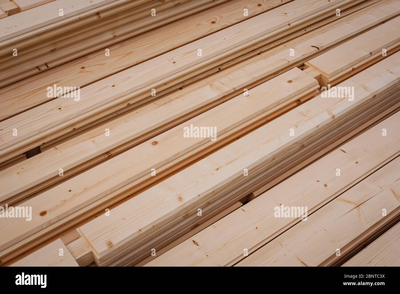 wooden beams, construction wood material - Stock Photo