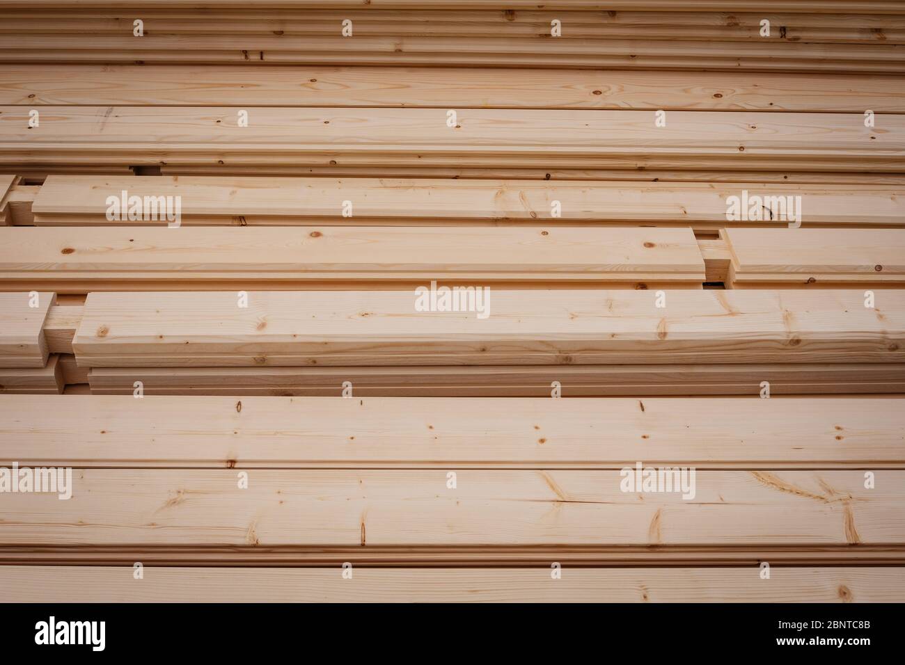 wooden beams, construction wood material - Stock Photo