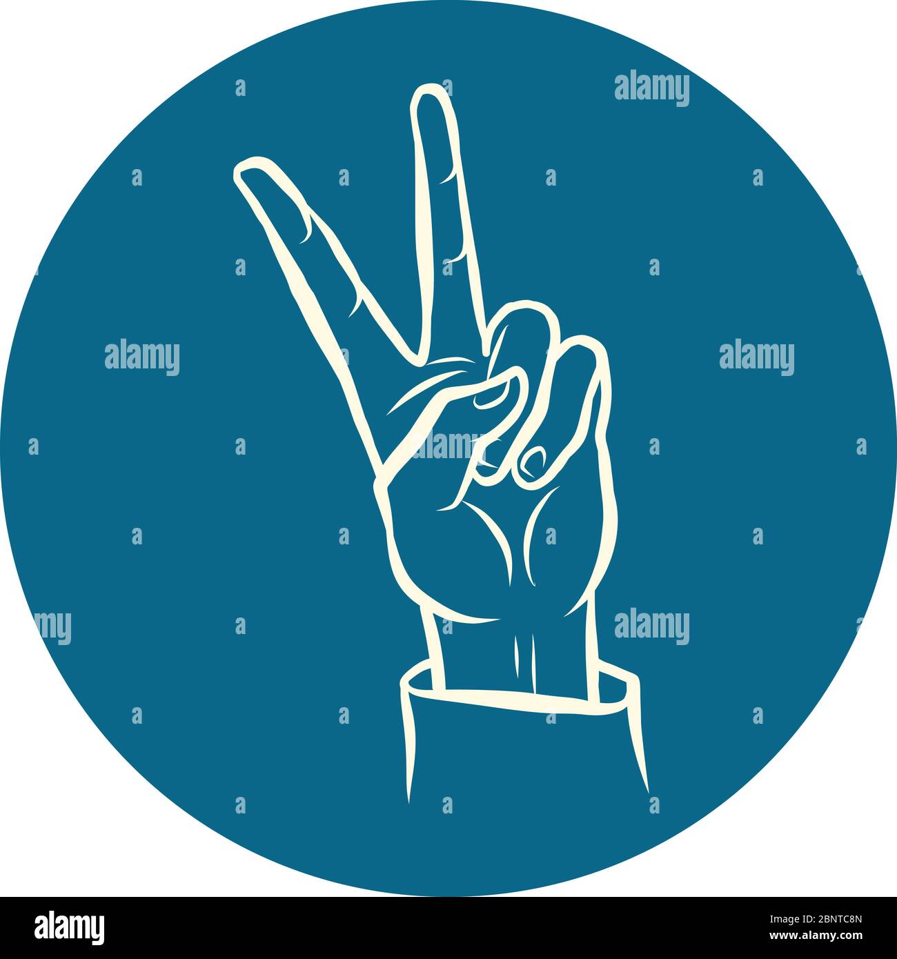 victory hand gesture Stock Vector