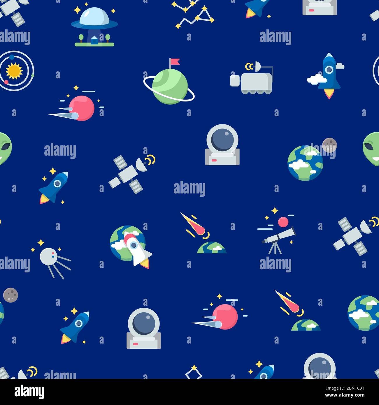 Vector flat space icons pattern or background illustration Stock Vector ...