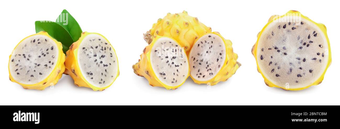 Pitaya Yellow Ripe Ripe Dragon fruit, Pitaya or Pitahaya yellow isolated on white ...