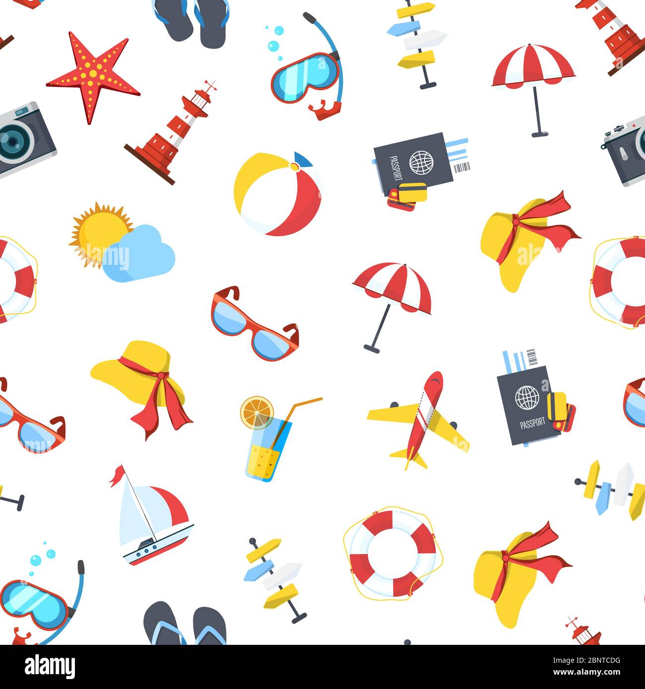 Vector travel elements pattern or background illustration Stock Vector