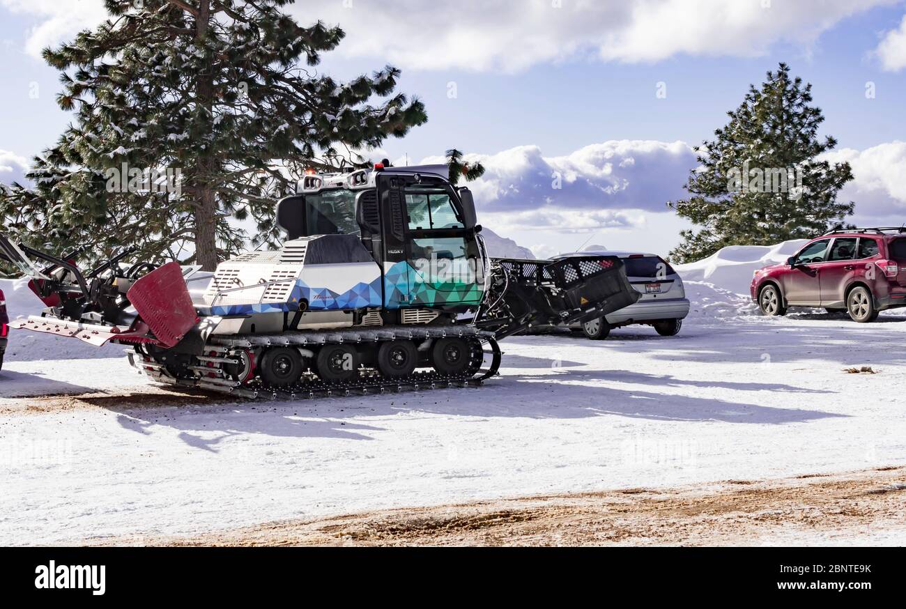Frontier Point Lodge & Nordic Center Parking area - Bogus Basin, Boise Idaho USA, March 30, 2020 Stock Photo