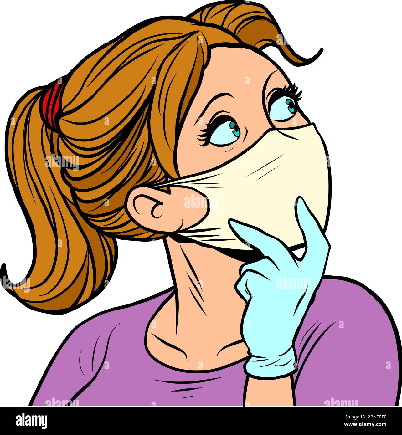Beautiful Girl In Medical Mask Looks Sideways Stock Vector Image Art