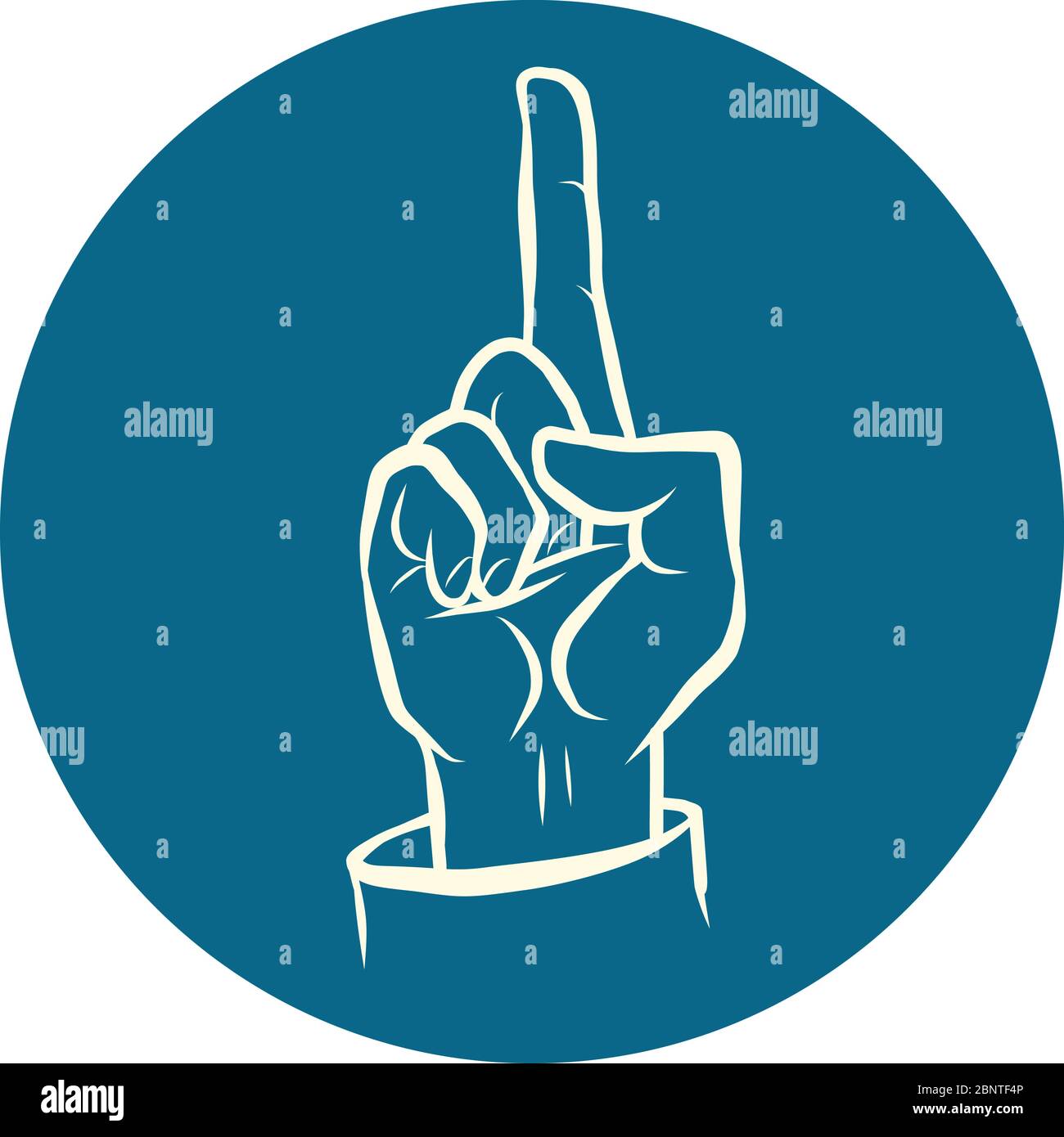 index finger up hand attention gesture Stock Vector