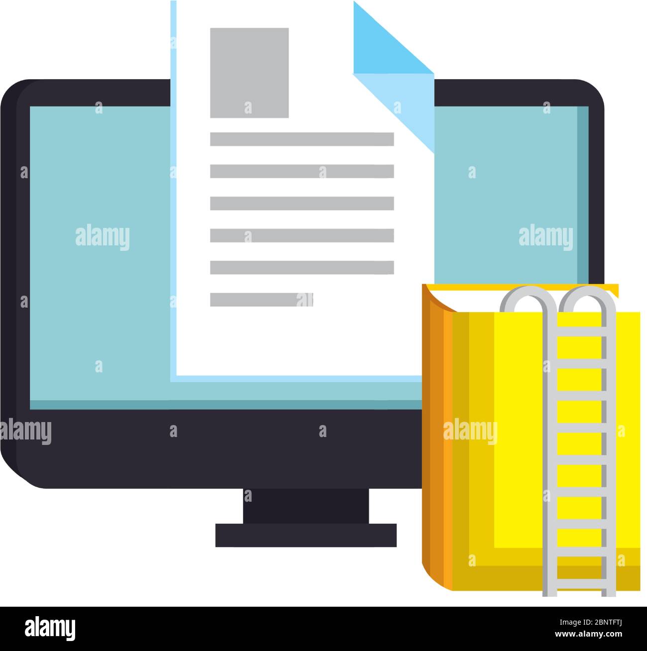 computer for education online with icons Stock Vector