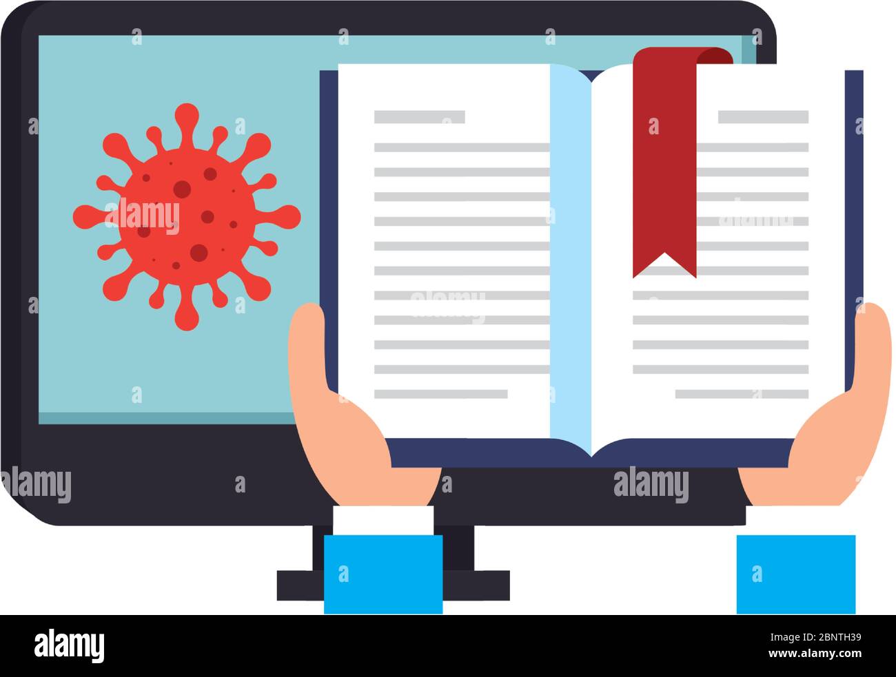 computer for education online with icons Stock Vector