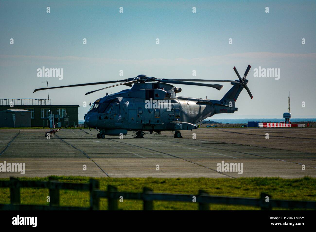 Royal Navy Merlin MKII Helicopter at RAF Valley on Anglesey in North Wales Stock Photo