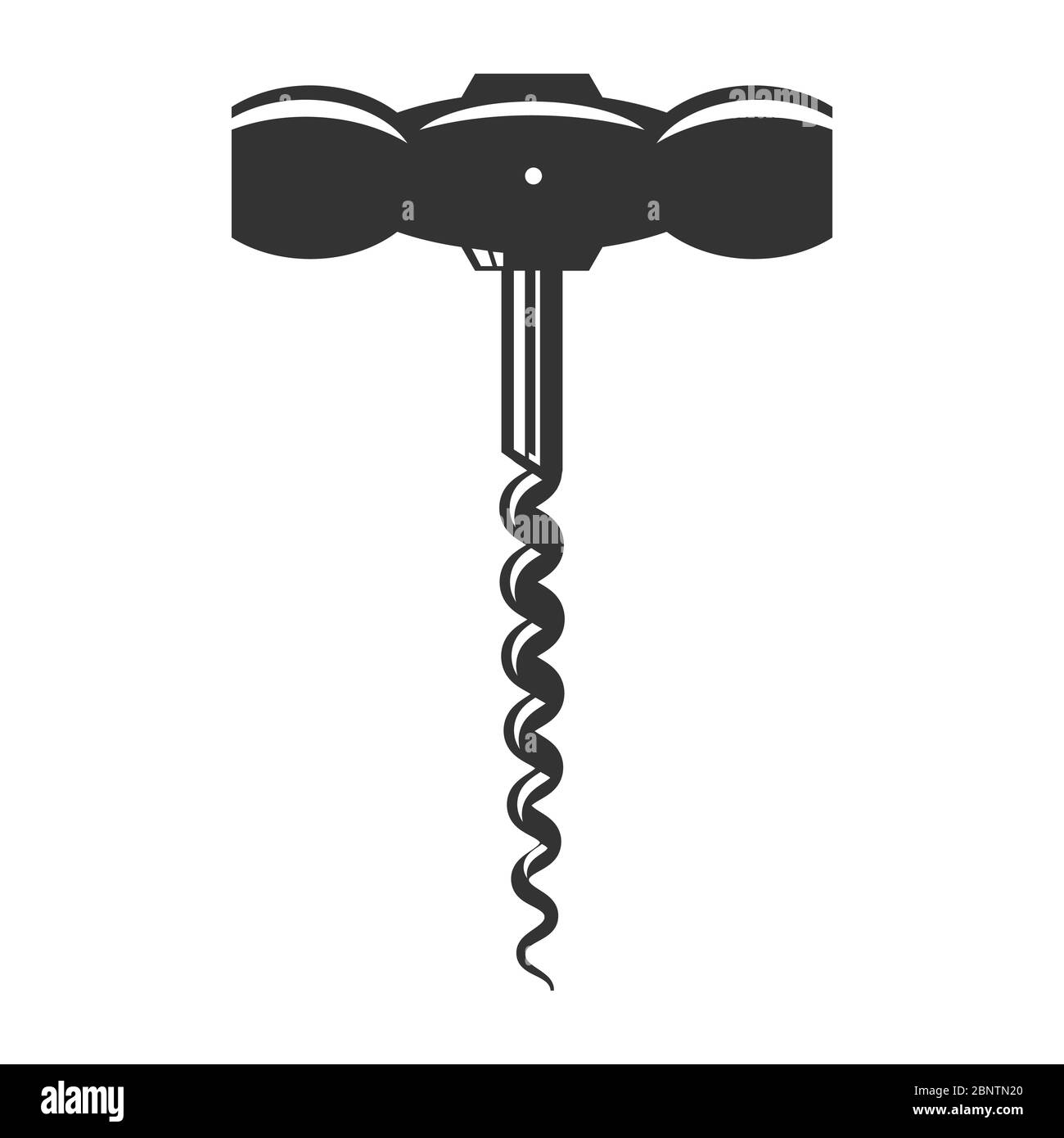 Retro Wood Corkscrew Icon for Opening Wine Bottle Isolated on White ...