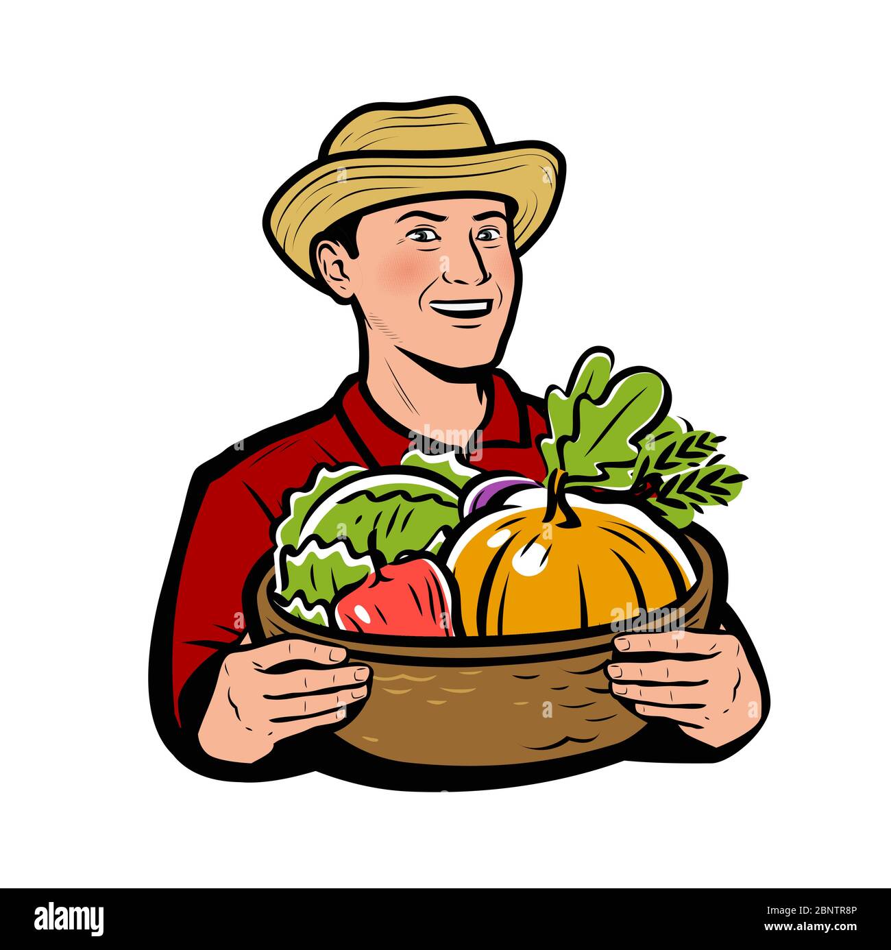 Farmer with vegetables. Natural food vector illustration Stock Vector ...