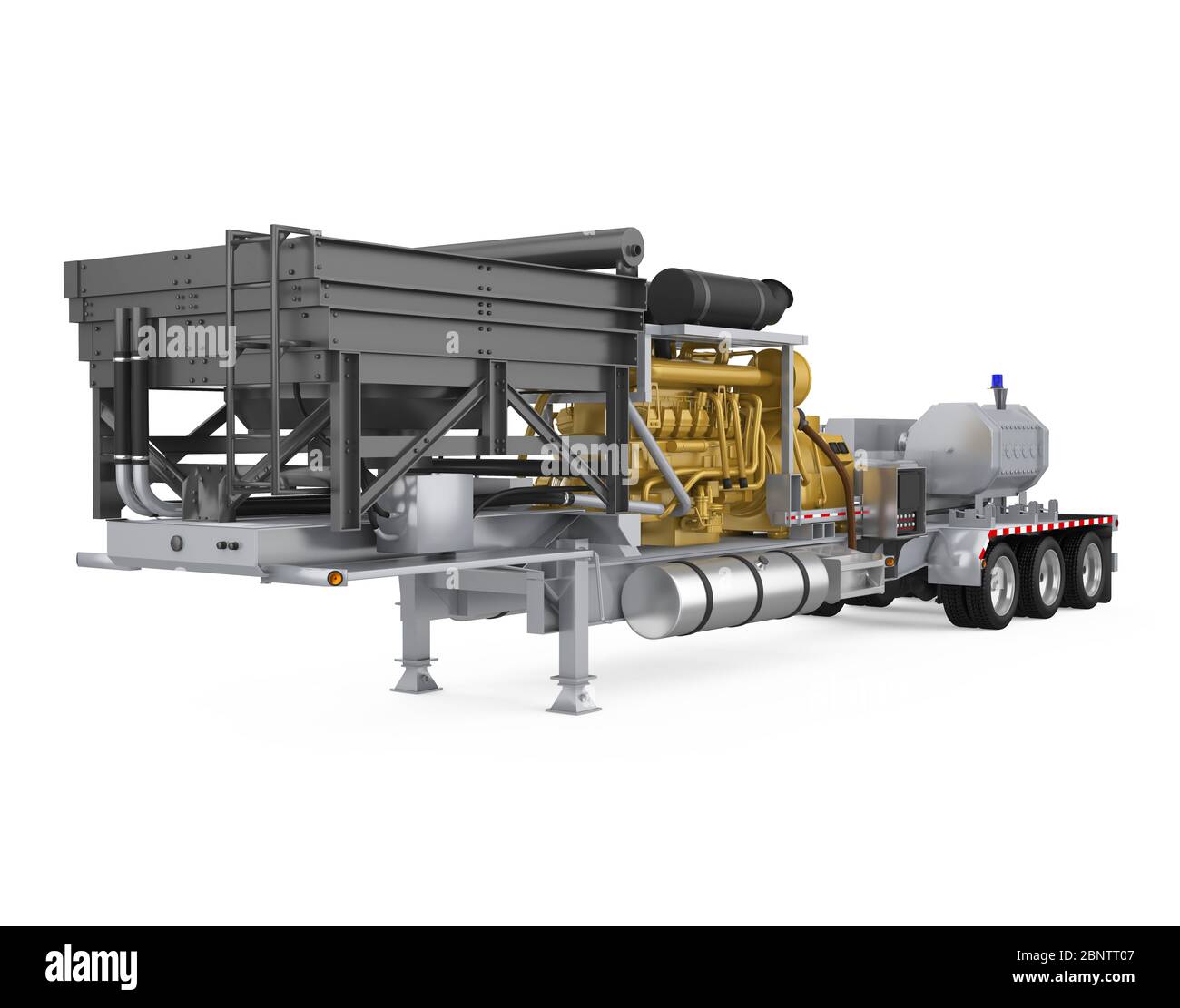 Fracturing Unit Semi-Trailer Isolated Stock Photo