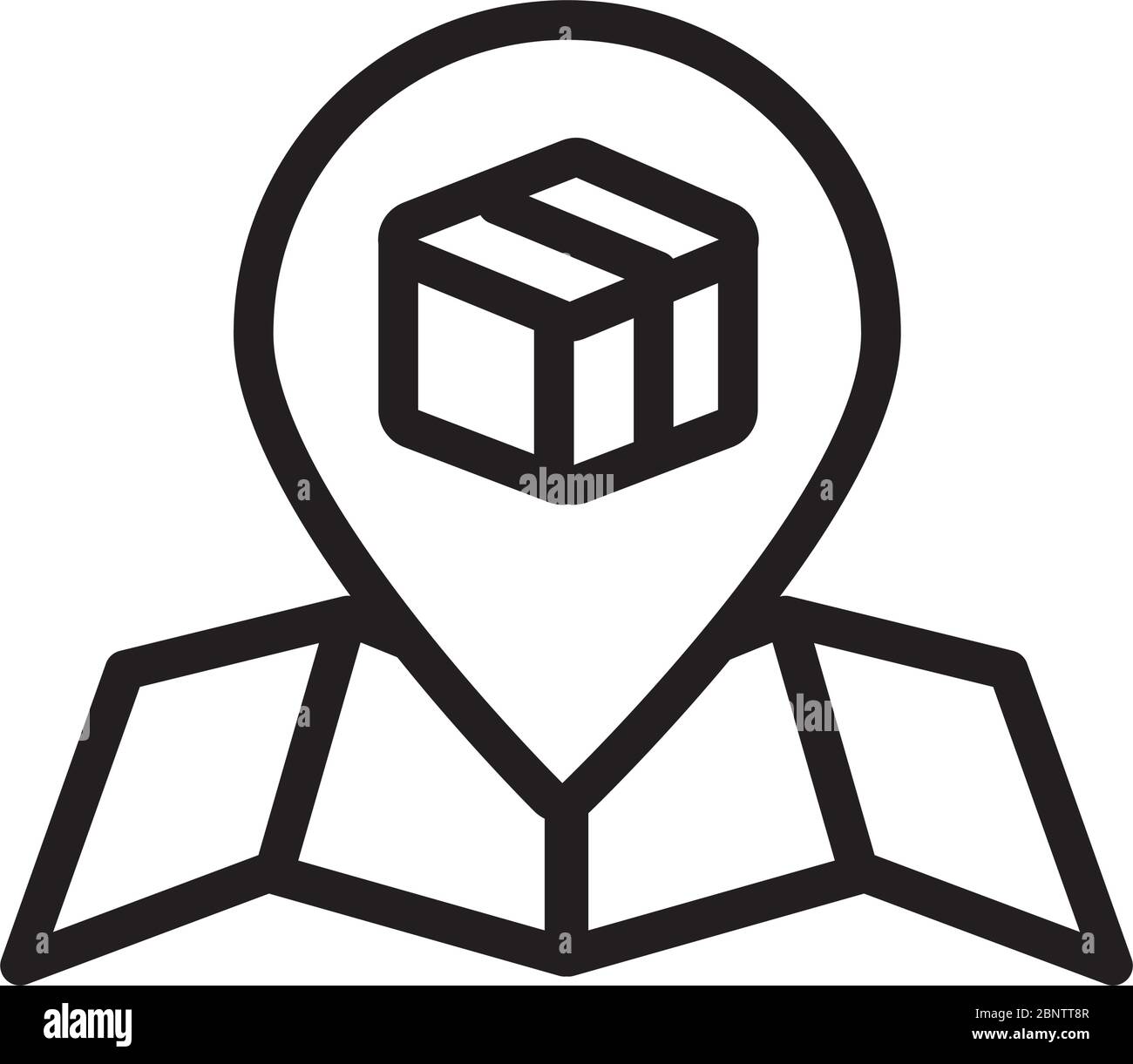 paper map with box delivery service flat style Stock Vector Image & Art