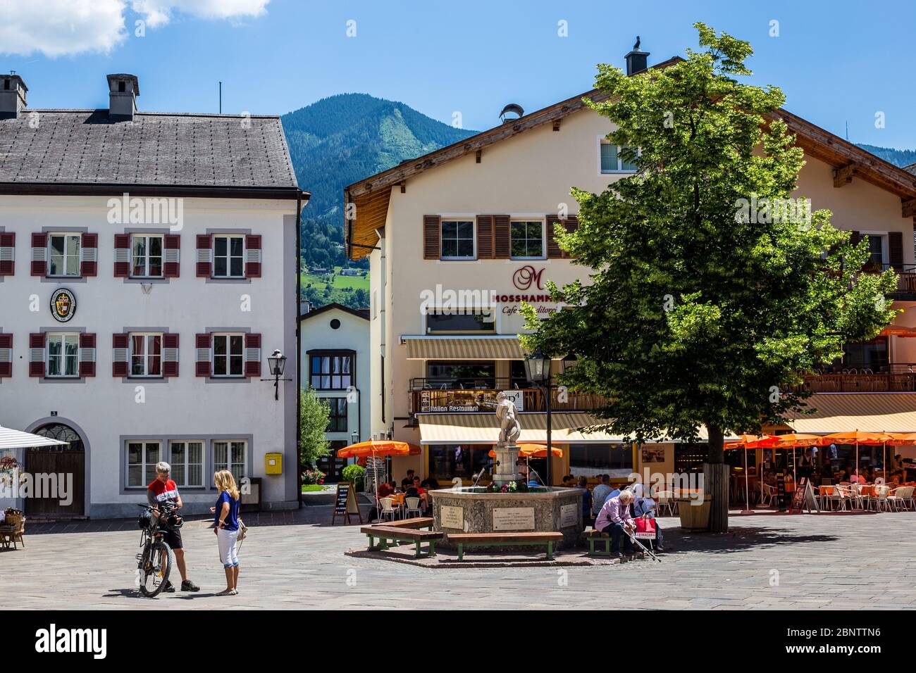 Zell am See, Austria - June 20, 2018: People Walking in the Old Town on a Summer Day Stock Photo