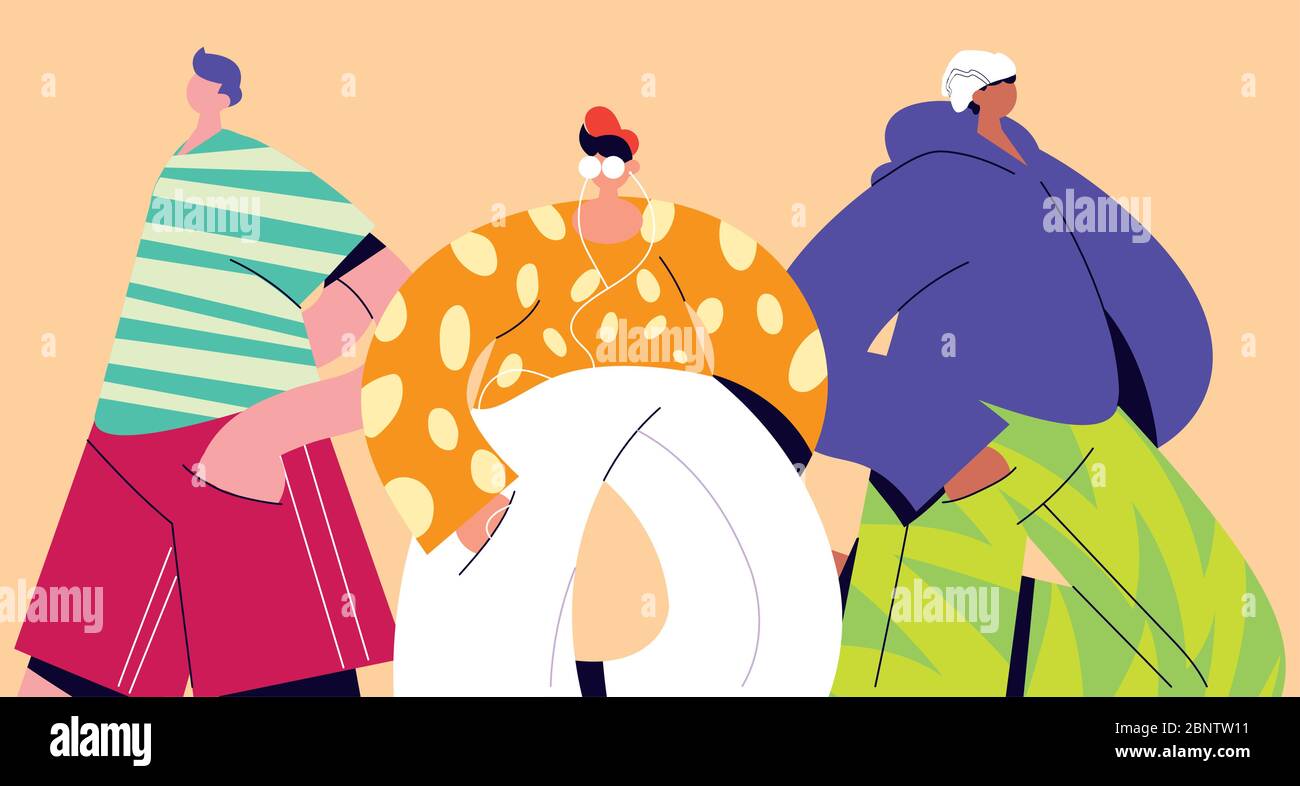 men standing in different poses vector illustration design Stock Vector ...