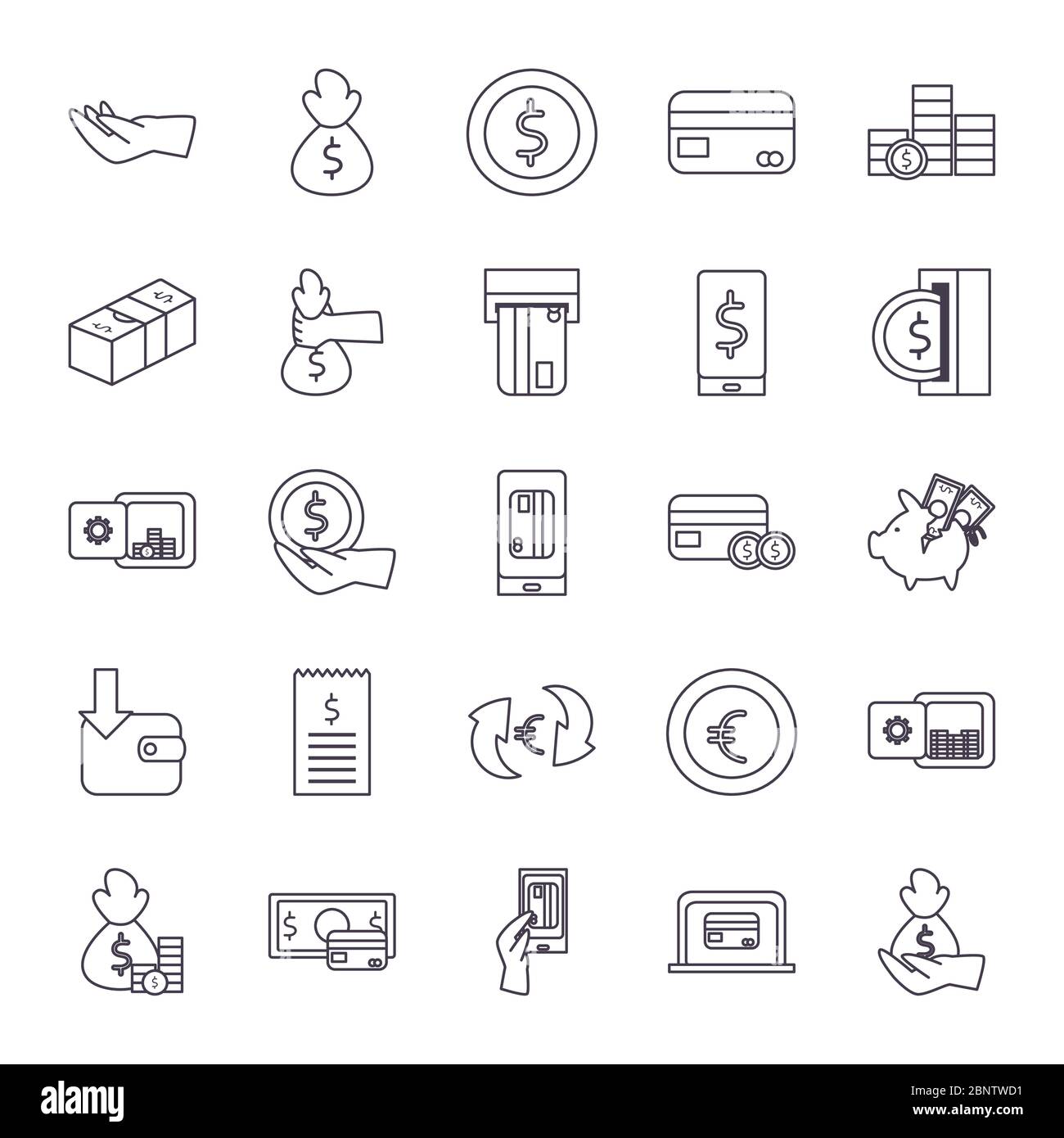 line style icon set of money financial banking commerce and market ...