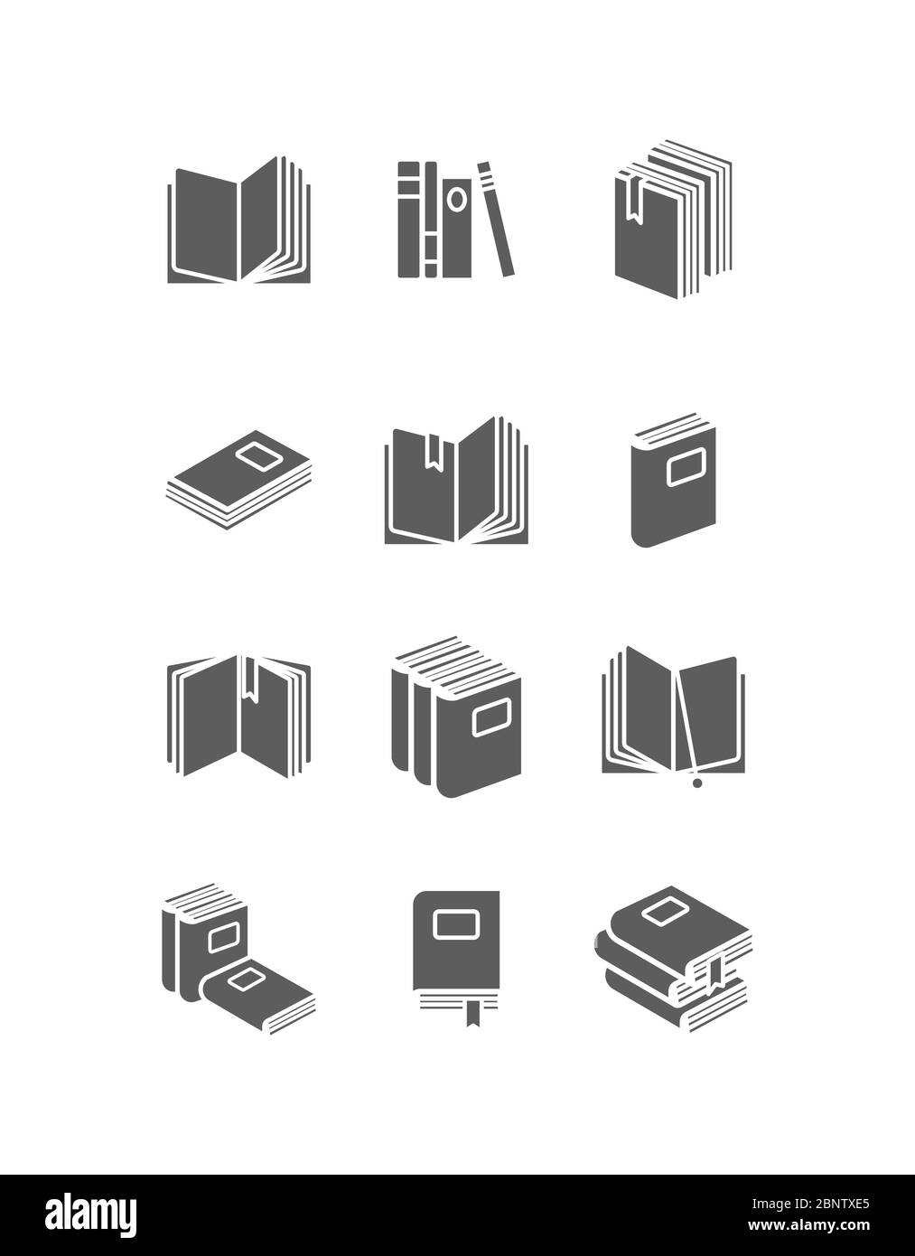 Books icon set for library design. Vector illustration Stock Vector ...