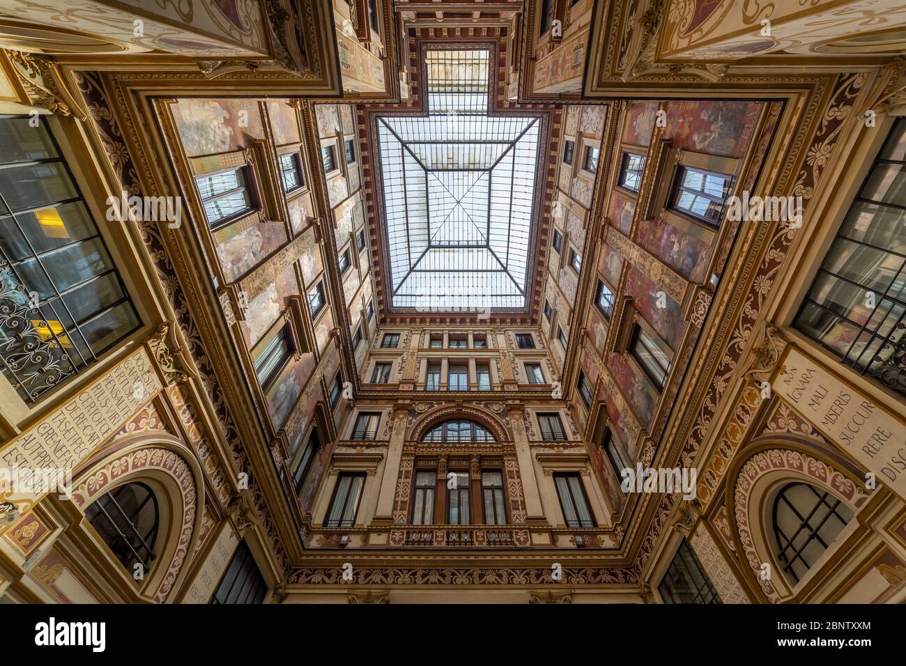 ROME, ITALY - AUGUST 14, 2019: Galleria Sciarra, built between 1885 and 1888 as a courtyard for the Palazzo Sciarra Colonna, in Rome, Italy Stock Photo