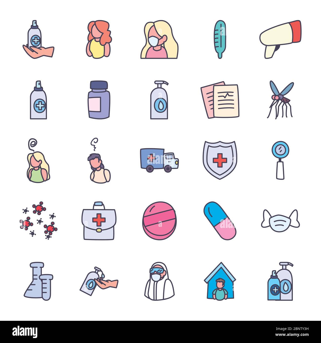 fill style icon set design of Medical care health and emergency theme ...