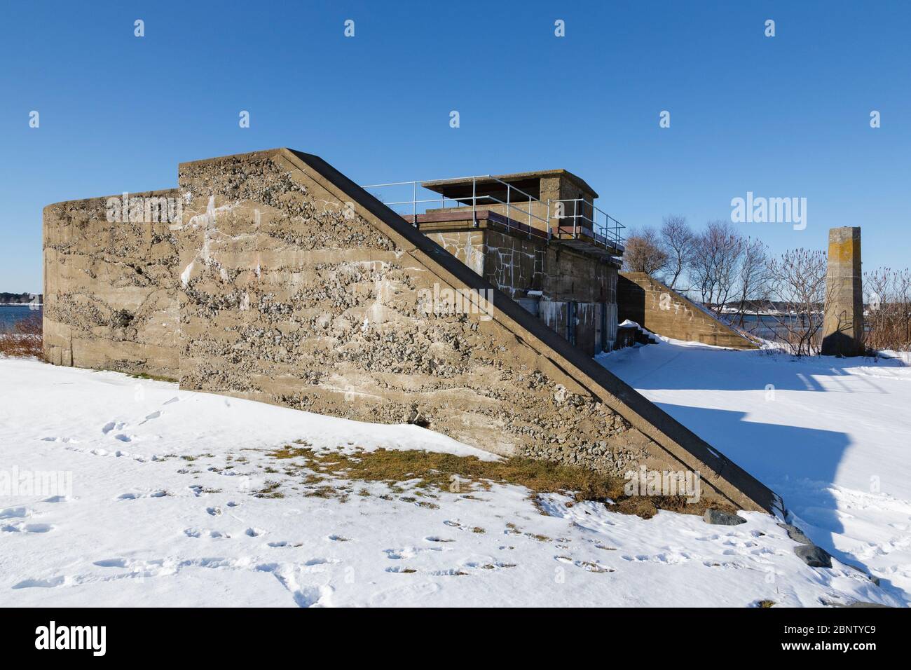 Fort Foster Park on Gerrish Island in Kittery, Maine during the winter months. This fort was