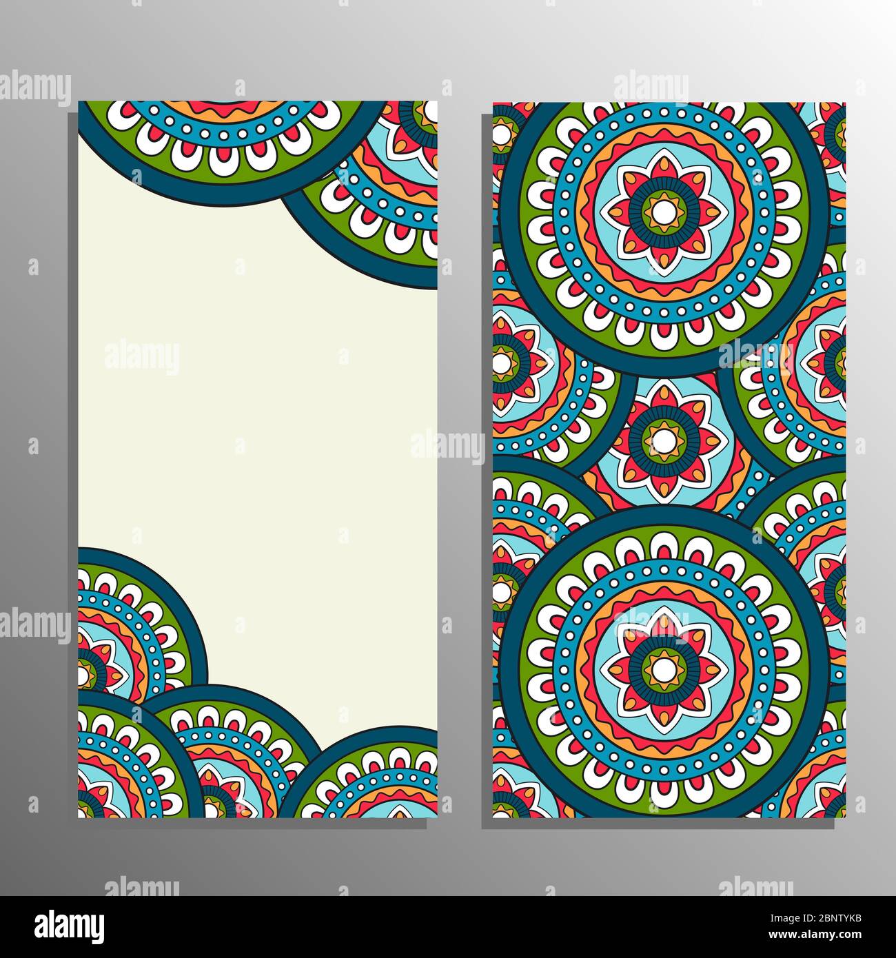 Vertical flyer template with mandala pattern. Vector illustration Stock