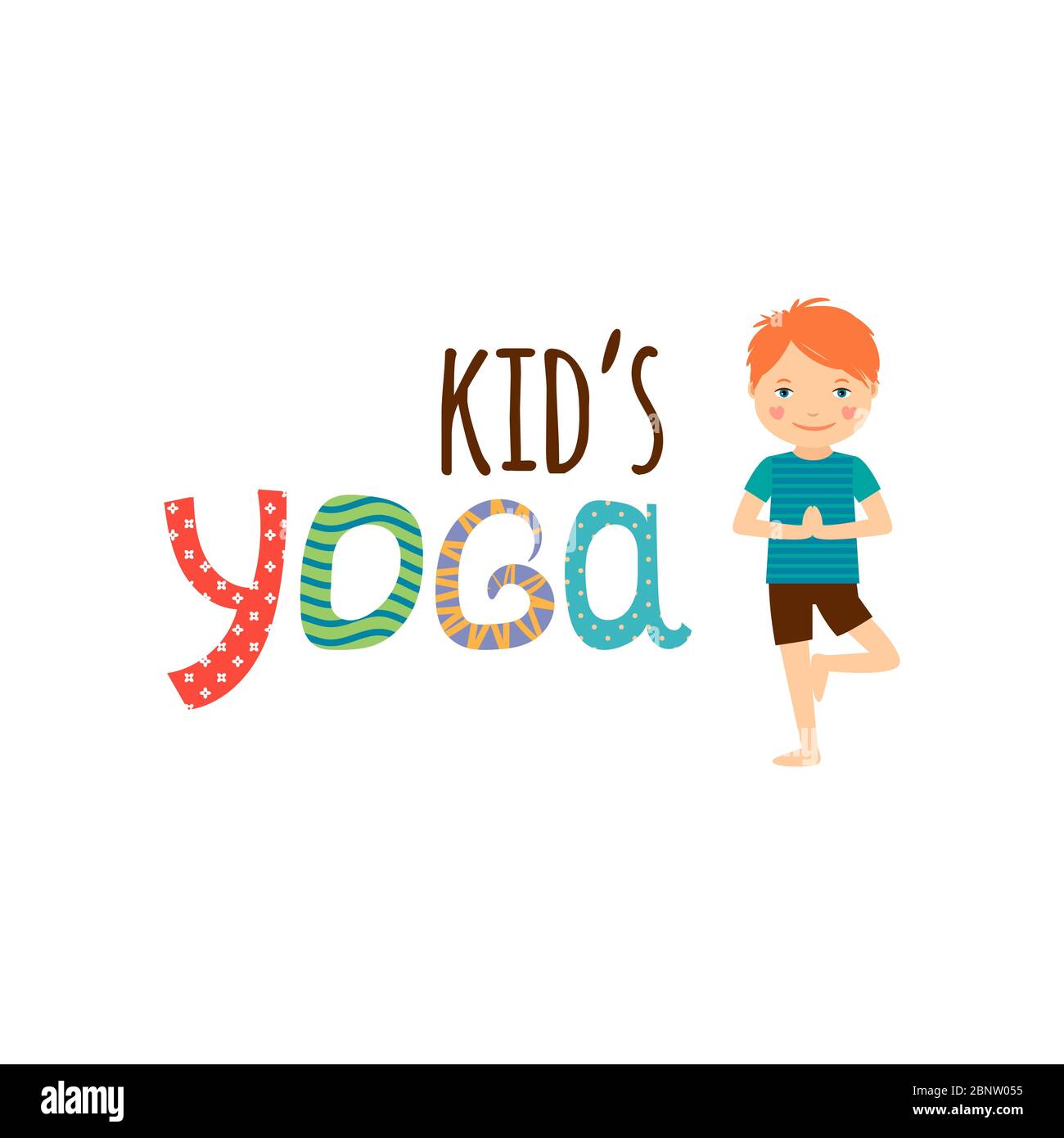 Yoga kids isolated logo design. Vector illustration Stock Vector