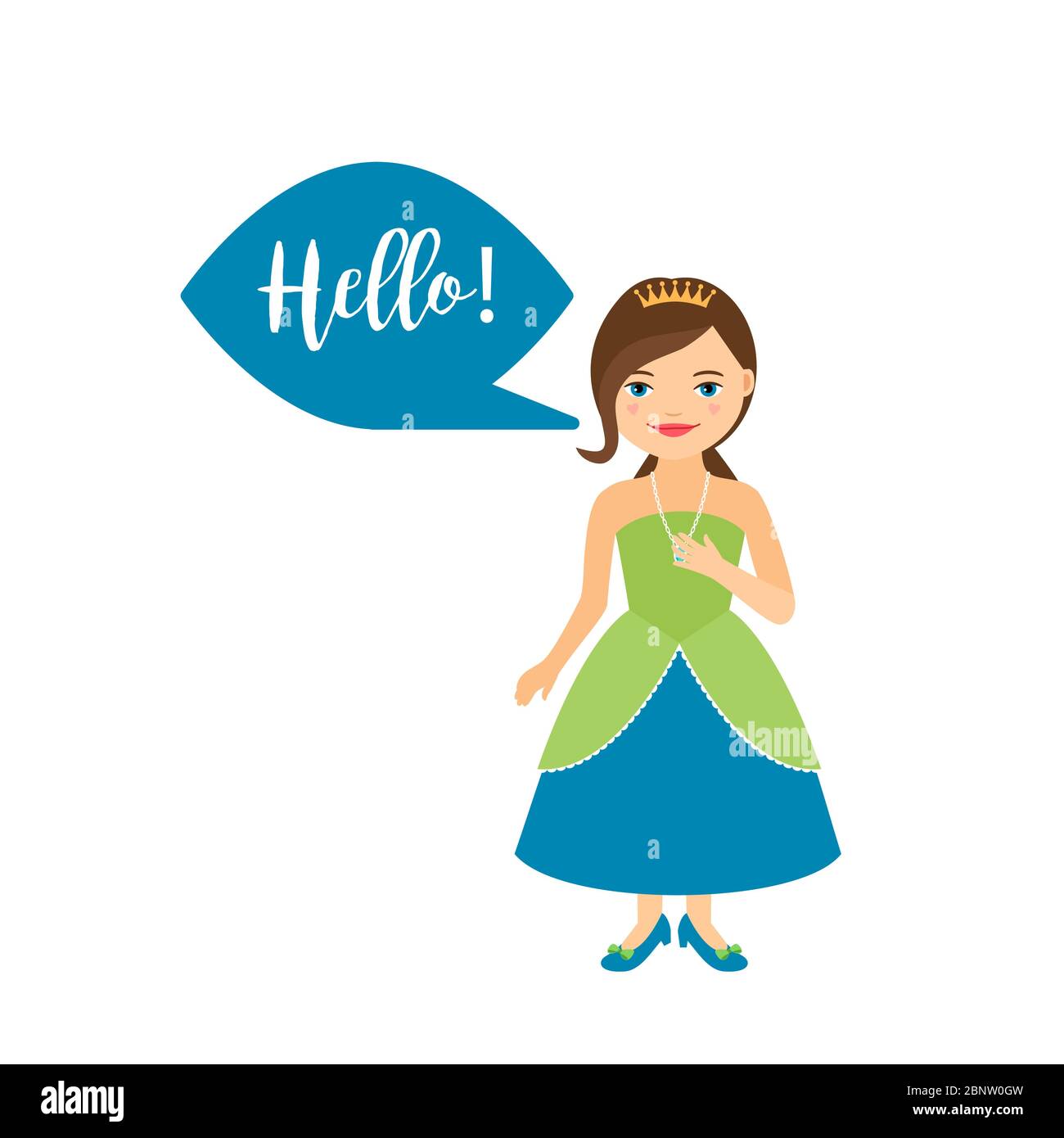 Cute cartoon princess with speech bubble for game design. Vector  illustration Stock Vector Image & Art - Alamy