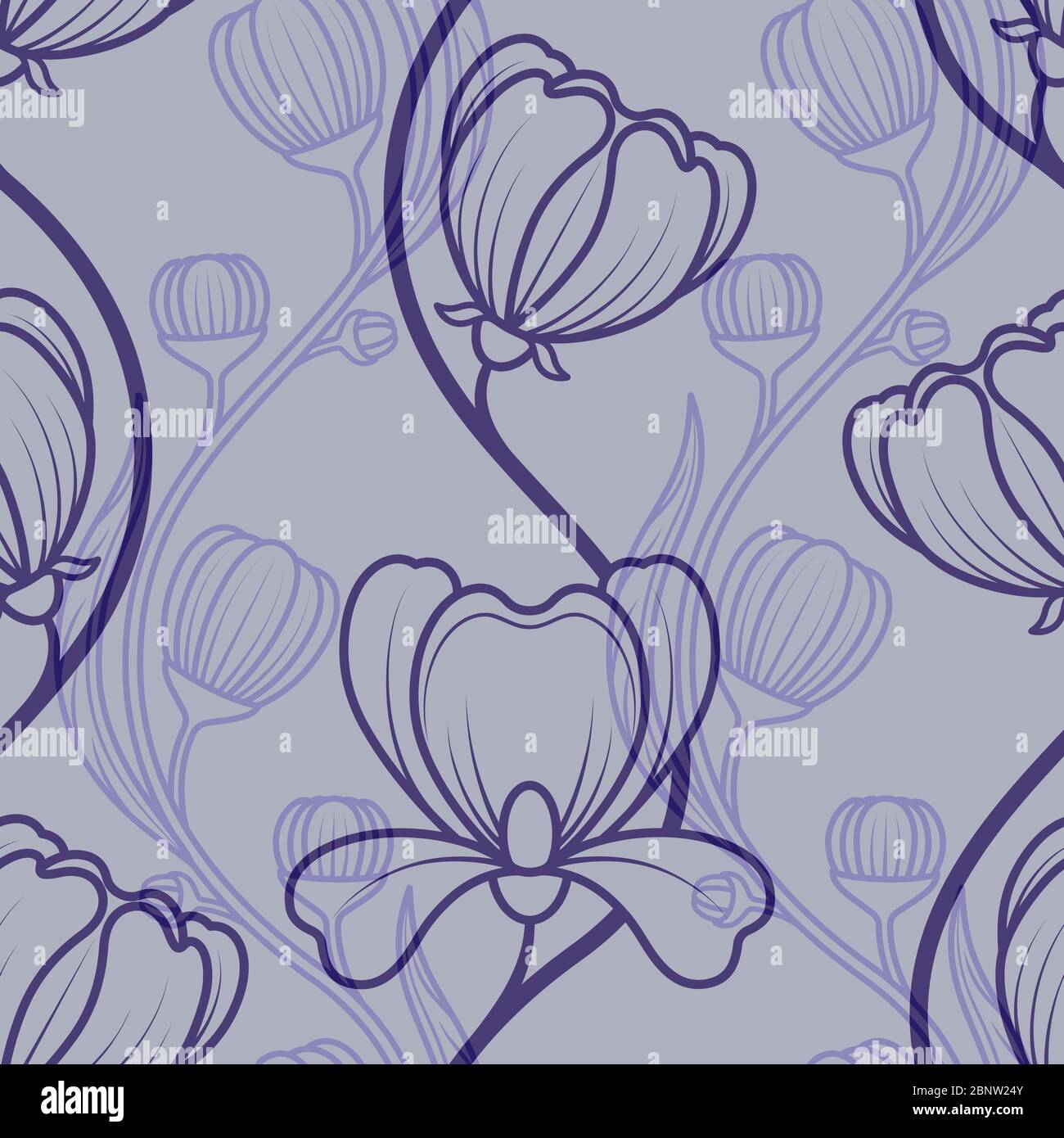 Floral blue vintage seamless background. Vector illustration Stock ...