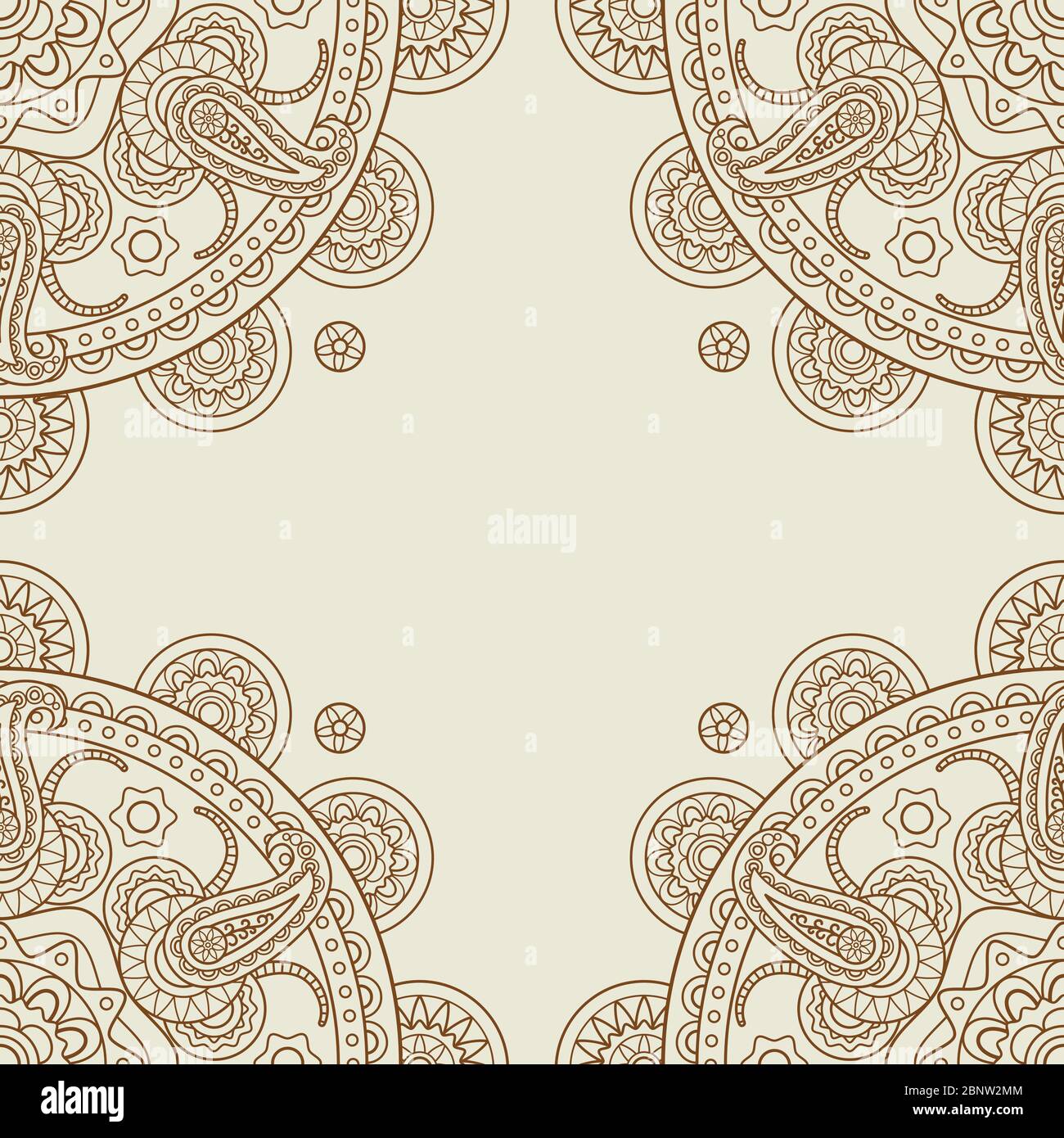 Indian paisley boho floral corners frame. Vector illustration Stock Vector