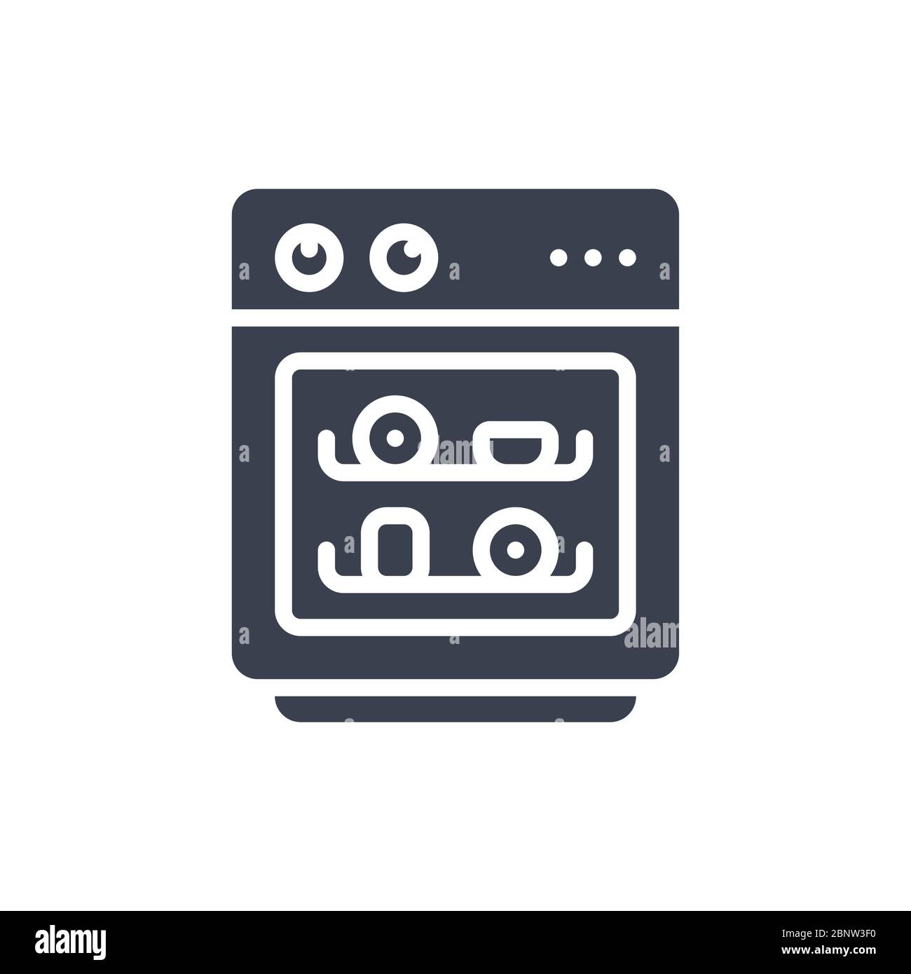 Vector illustration of one dishwasher icon or logo with black color and
