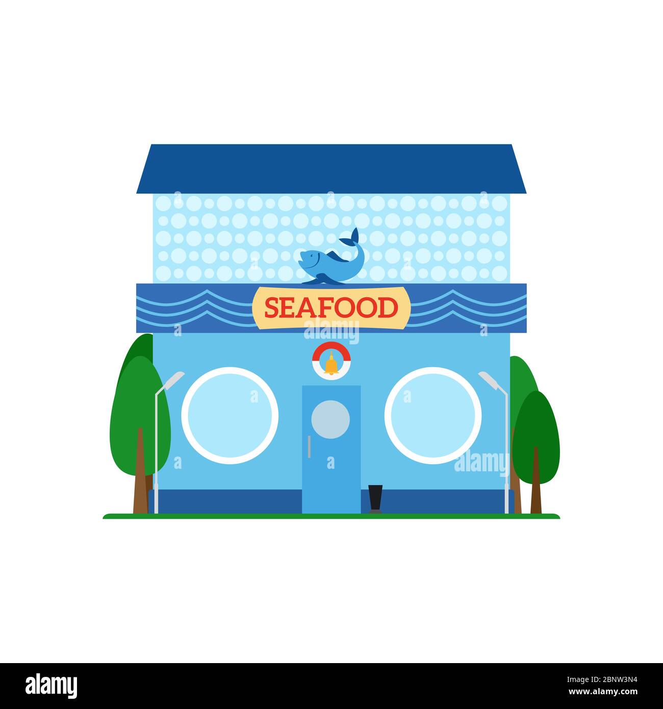 Seafood flat style icon isolated on white background. Vector illustration Stock Vector