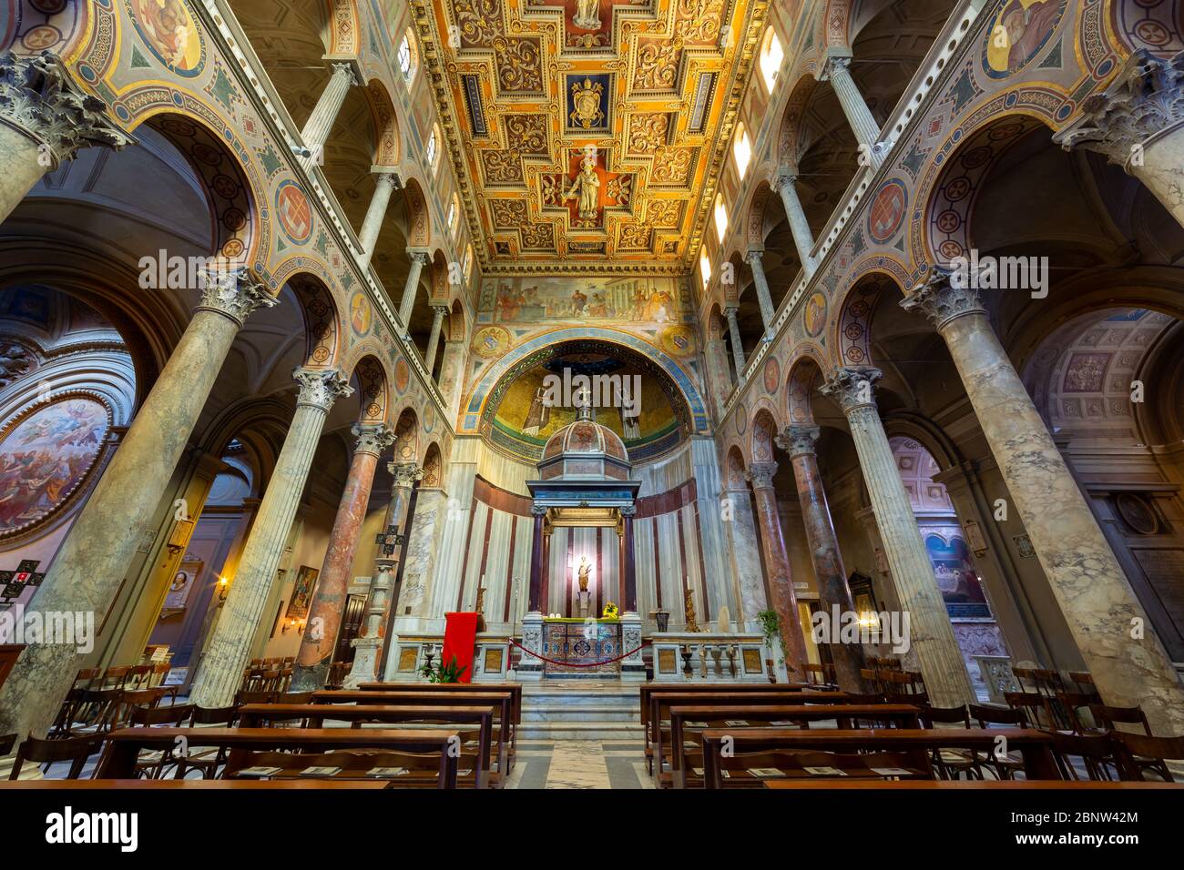 ROME, ITALY - AUGUST 10, 2019: the church of Saint Agnes Outside the Walls, in Rome, Italy Stock Photo